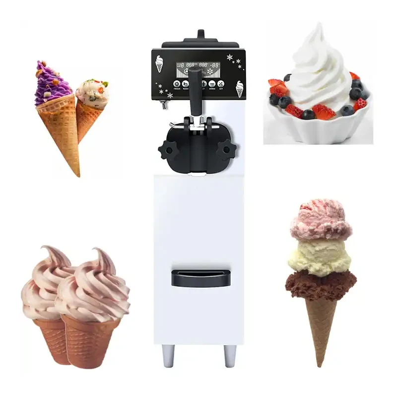 Obchodné Ploche Jedného Mouthed Soft Ice Cream Automatický Stroj Pre Chladené Mrazené Jogurty Stroj0