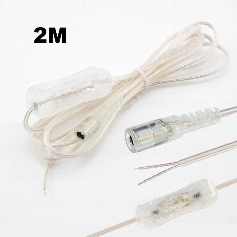 2M Line DC 12V Kábel Mužov a Žien Napájací Kábel pre 304 LED Lampa Pásy Svetla, Zapnutie, Vypnutie Tlačidlo 5.5x2.1 mm Konektor B40