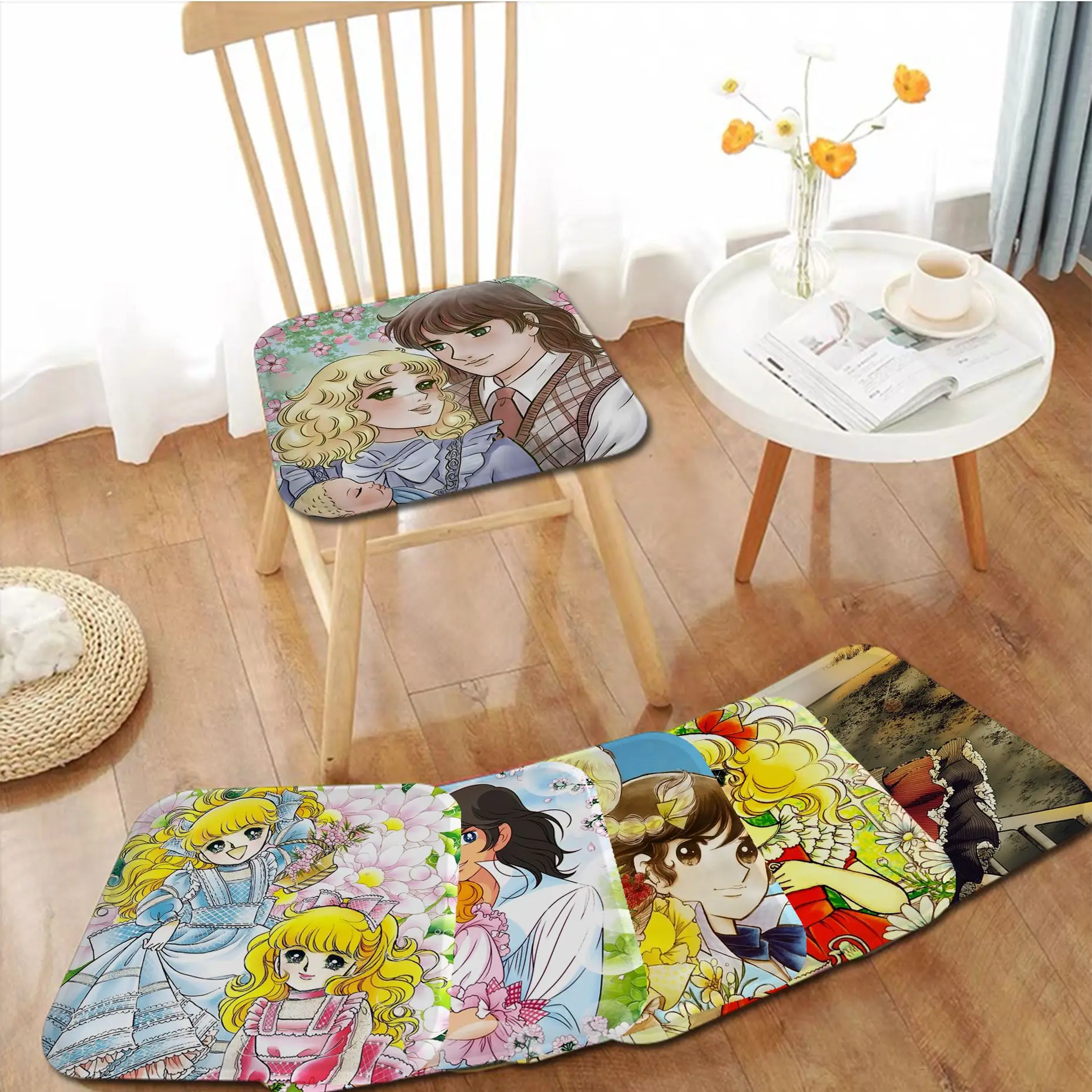 Anime Manga Candy Námestie Stoličky Podložka Mäkká Podložka Sedadla Pre Jedáleň, Terasa, Home Office Indoor Outdoor Záhrada Sídlo Mat0