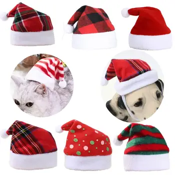 Pet Prekladané Vianočné Hat Multicolor Mačka, Pes Zdobiť Pokrývku Hlavy Domáce Zvieratá Pre Xmas Party Decor