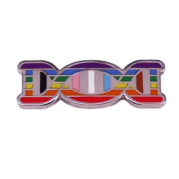 C4344 Tvorivé Vedy Umenie LGBT Smalt Brošňa Rainbow DNA Chemický Vzorec Kovové Odznak Punk Preklopke Kolíky Chemické Šperky Darček