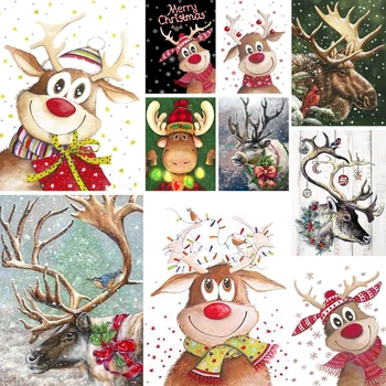 Vianočné Elk Zvierat Vytlačené 11CT Cross-Stitch Full Kit Výšivky na Šitie, Vyšívanie, Ručné Dielo Kúzlo Domova Predaj
