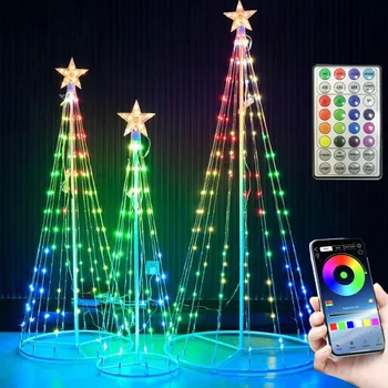 1.5/2.1 M Smart App Riadenie Osvetlené Kužeľ Vianočný Stromček, Hviezda Vňaťou Vonkajšie Bluetooth Hudbu, Synchronizovať Víla Svetelné Girlandy