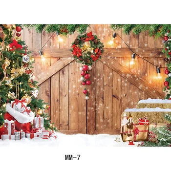 ZHISUXI Vianočný Strom, Kvet Veniec Drevené Darčekové Fotografie Pozadie Okna Snehuliak Kino Nový Rok Pozadí Prop HH-108