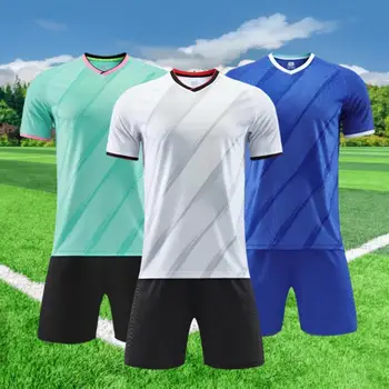 1Set Futbal Vyhovovali Multicolor Prúžok Spandex Mužov tvaru Futbal Nové Futbalové Dresy nastaviť Pánske Športové Školenia Jednotné