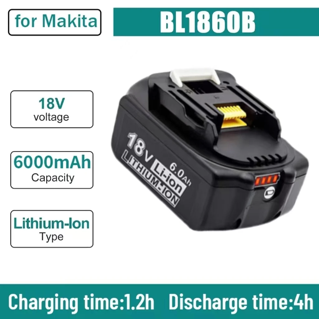 Najnovšie BL1860 nabíjateľná batéria 18V 6000mAh lítium-iónová batéria je vhodná pre Makita batérie 18v BL1840 BL1850 BL1830 BL1860B2