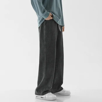 Džínsy mužov Americký štýl nohavice High street fashion umyté rovnou nôh zips štrbinou micro obličkového nohavice