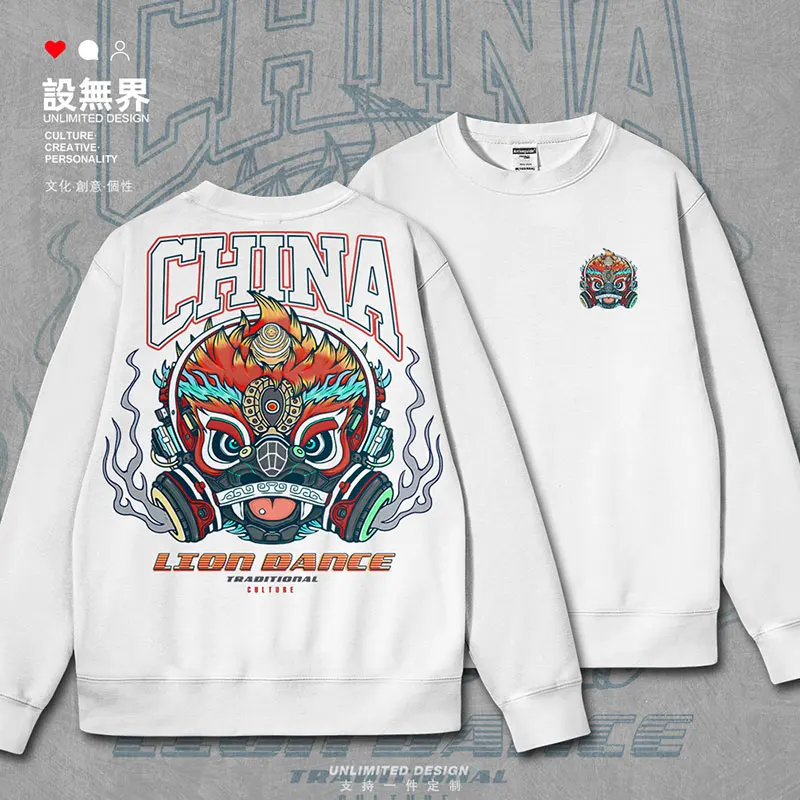 Pôvodný Čínsky leví tanec, Guangdong lev tanečnej kultúry subverts tradíciu mens hoodies pre mužov nové jesenné zimné oblečenie5