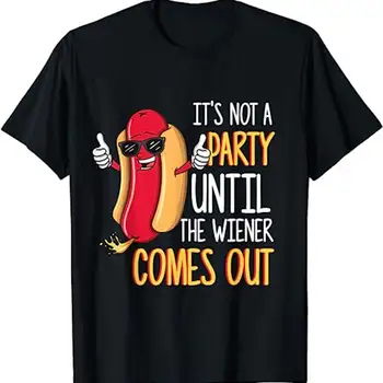 To Nie je Strana, Kým Wiener Príde Vtipné Hot Dog T Shirt Potu 14349