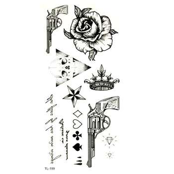Ruže Kvet Nepremokavé Dočasné Tetovanie Mužov Falošné Tetovanie Tatuajes Revolver Zbraň Henna Tattoo Nálepky Dočasné Tetovanie Nálepky