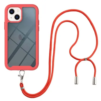 3IN1 Shockproof Transparentné Crossbody ozdobná šnúrka na uniforme Telefón puzdro Pre iPhone 15 14 13 12 Pro Max Mini Plus Luxusné Popruh Jasné Zadný Kryt