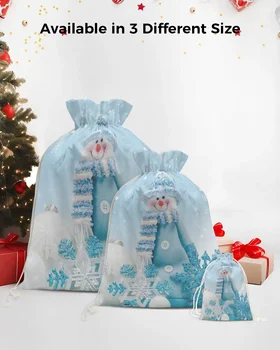 Snehuliak Bábika Snowflake Modrá Biele Vianoce Vianocami Santa Darček Taška Šnúrkou Taška Vianočné Dekorácie pre Domov Darček Držiteľov