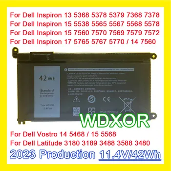 WDXOR Pre Dell Inspiron 13 5368 5378 5379 14 7460 Latitude 3180 3189 3480 3490 Vostro 14 5468 15 5568 WDX0R Notebook Batérie 42Wh