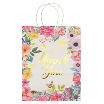 5 ks ďakujeme, že ste kvet Papier Candy Bag Liečbu Rúčky Tašky Happy Birthday Baby Sprcha 1. Narodeniny, Svadobné Dekorácie Dodávky