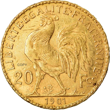 Francúzsko Tretej Republiky 1901 20 Frankov Zlato Marianne Kohút Mosadze, Kov Kópiu Mince Liberte Replika Výroby