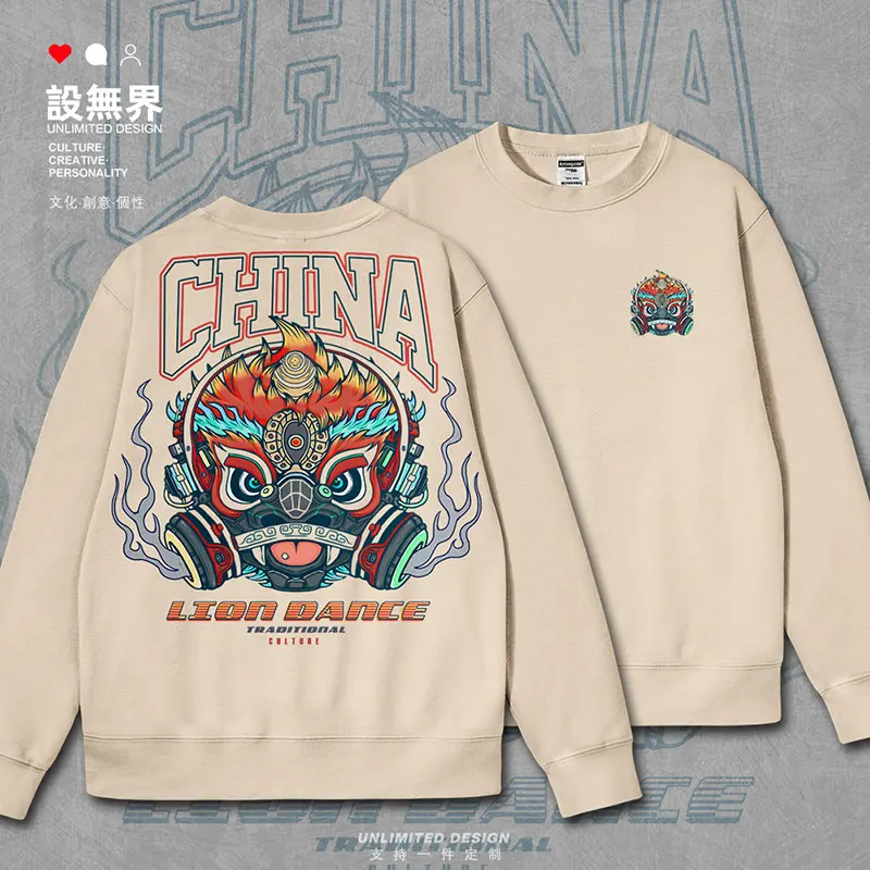 Pôvodný Čínsky leví tanec, Guangdong lev tanečnej kultúry subverts tradíciu mens hoodies pre mužov nové jesenné zimné oblečenie1