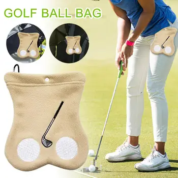 Golf Ball Bag s Hákom Vyšívaný Vzor Golf Loptu Puzdro Flanelové Golf Tee Taška Golf Loptu Organizátor Golfové Príslušenstvo