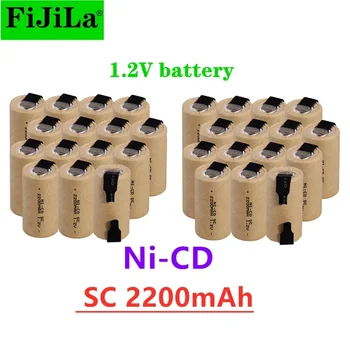 2-20 KS Nové NI-CD 1.2 v SC2200mah Nabíjateľné batérie 1.2 v SC power bank 2200mah SC akumulátor SUB C batérie