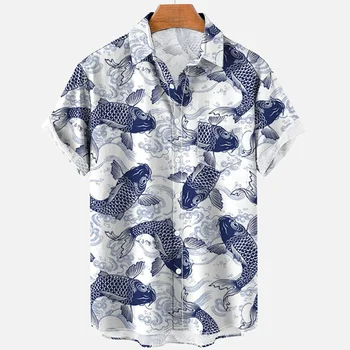 Pánske košele mora zvierat seahorse shell štýl maľby vytlačené na krátke puzdre tričko autentické ležérne pánske top cardigan tričko