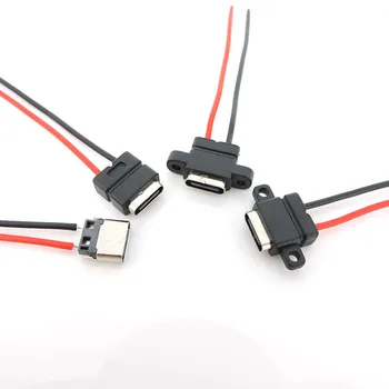 nepremokavé USB Typ-C 3.1 2 Pin konektor USB C Ženské Zásuvky Zváranie Nabíjací kábel, Vodič 180° 90° Pre DIY opravu h