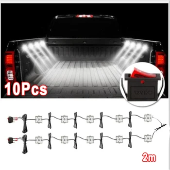 2m Univerzálne LED Svetlá Pickup Truck Posteľ Okolité Osvetlenie 12V 6000K 10Pcs 48 Led Vodotesný pre RV Van Loď Pickup