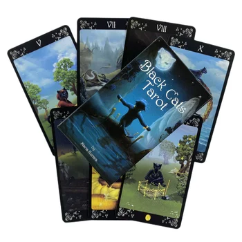 Čierne Mačky Tarot Karty, Veštenie Palube Anglickej Verzie Edition Oracle Rada Playing Hra Pre Strán