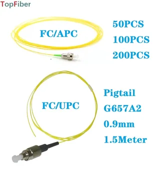 50/100/200pcs 1.5 Meter FC/APC FC/UPC Optický Kábel Pigtail Sx Core 9/125 SM G657A2 Optický Pigtail 0,9 mm LSZH Žltá