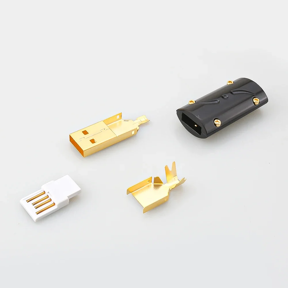 24K Zlatom USB 2.0 Konektor USB Konektor pre DIY HiFi Kábel USB výrobok má mierne chybou, ktorá nemá vplyv na jeho použitie4