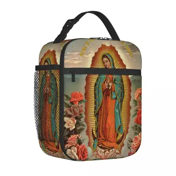 Panna Mária Z Guadalupe Mexickej Panny Márie Izolované Obed Taška Kresťanskej Katolíckej Chladnejšie Taška Tote Lunch Box Office Vonkajšie