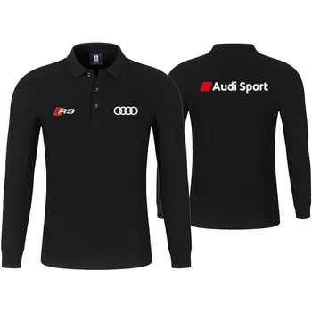 2023 nový všestranný jeseň a v zime Audis RS auto upravené auto pracovné oblečenie, dlhé rukávy polo tričko pre mužov a ženy
