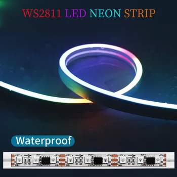 WS2811 Mäkké, Flexibilné LED Neon Pás svetla 72/96LEDs/M Adresný RGB/RGBIC Smart Farebný Sen trubice pásky používané na Izbe DC12/24V