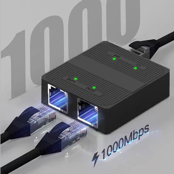 RJ45 Ethernet Splitter 1 2,1000 mb / s Siete Rozšírenie Konektor pre Cat5/6/7 Kábel 2 Zariadenia Súčasné Sietí