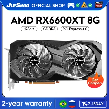 JIESHUO AMD RX 6600XT 8GB Herné grafická Karta GDDR6 2048 GPU PCI-E 4.0 128-bit RX6600XT 8G PC Desktop Video Office KAS RVN CFX